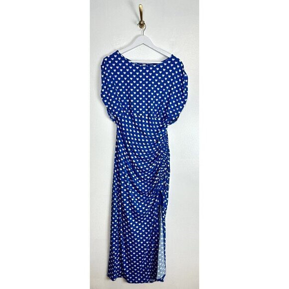 FREE PEOPLE Lakeside Mini Printed Dress in Bluebell Combo Hearts Size Large - Picture 5 of 14